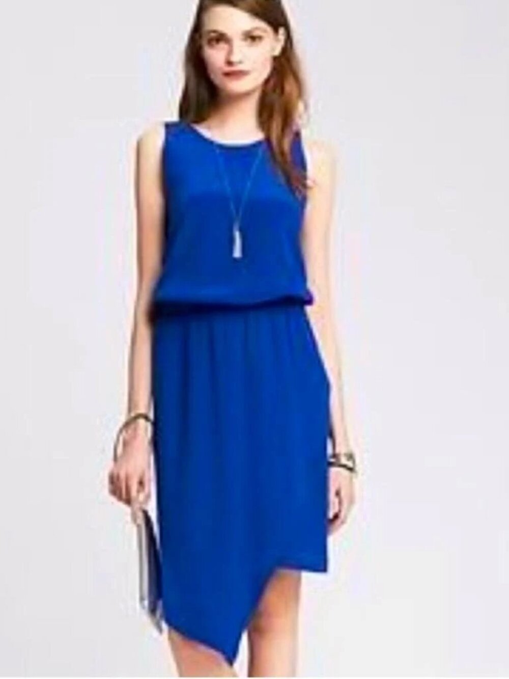 Banana Republic Silk Blue Sleeveless Dress Cross Back, Size 6